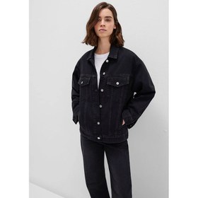 Resim Mavi Luna Dark Smoke 90S Kadın Oversize Denim Ceket (M1110177-90547) 