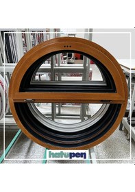 Resim 80cm YK Yuvarlak Pimapen Pencere Altınmeşe Klasik Isıcam 