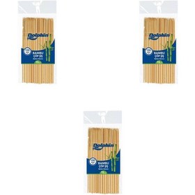 Resim Dolphin Bambu Ahşap Çöp Şiş - Boy : 15 Cm. / En : 3mm - 100 Adetlik 3 Paket 