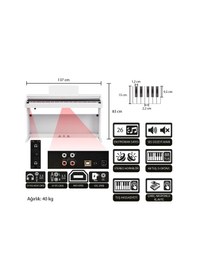 Resim Jwin Sapphire Sdp-400 Çekiç Aksiyonlu 88 Tuşlu Dijital Piyano - Beyaz 