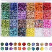 Resim 9600 Adet Tüp Boncuk Seti Cam Bugle Tohum Boncuklar DIY Bileklik Kolye Yapımı için Küçük El Sanatları Malzemeleri (7mm, Renk Başına 400 Adet, 24 Renk) 