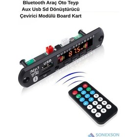 Resim Bluetoothlu Araç Oto Teyp Aux Usb Sd Dönüştürücü Çevirici Mp3 Modülü Board Kart 