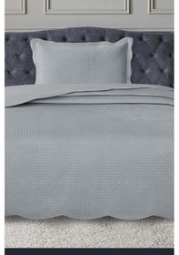 Resim Silvia Tek Kişilik Lüks Kadife Yatak Örtüsü Gri Gri 