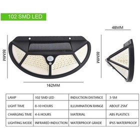 Resim Konyax Fonksiyonel Sensörlü 102 Ledli Solar Bahçe Lambası Renkli 