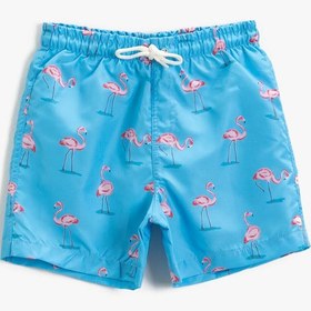 Resim Erkek Çocuk Mayo Flamingo Baskılı Beli Bağlamalı 