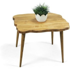 Resim Mobenta Doğal Ağaç Masif Kütük Lata Orta Sehpa 65cm X 85cm Ağaç Ayak 