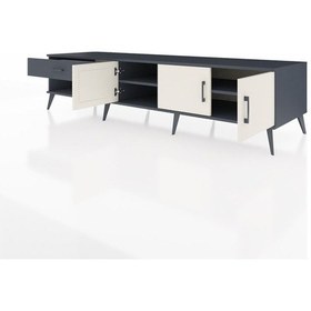 Resim Kronos Tv Ünitesi 2 Raflı Tek Çekmeceli 3 Kapaklı 220x59x51 Antrasit-aytaşı/antrasit Aytası/antrasıt - Antrasıt 