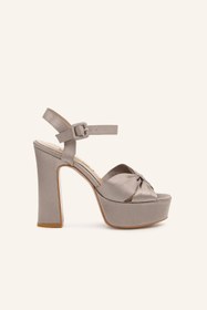 Resim MARCATELLI Bronz Saten Adel Platform Topuklu Ayakkabı 