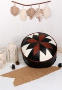 Resim Ottoman Pouffe İskandinav El Yapımı Hakiki Kuzu Derisi Bohem Bahçe Balkon Bungalov Puf Minder 60x30cm(DOLGULU) 