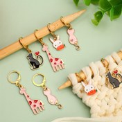 Resim 8 Adet/Paket Hayvan Emaye Örgü İlmek İşaretleyicileri - Kedi, Tavşan, Zürafa, Kilitlenebilir İşaretleyici Klipsleri Tığ İşi Örgü Dikiş Aksesuarı Araçları - Metal El Sanatları Malzemeleri Depolama 