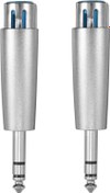 Resim Milisten 2 Adet 6. 35 mm XLR Adaptör 1/4 inç Erkek - XLR 3 pin Dişi Dönüştürücü Mikrofon Kulaklık Aksesuarları için Gümüş 