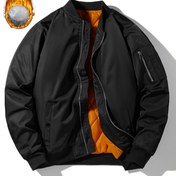 Resim Erkek Vintage Esinli Kalın Bomber Ceket - Mavi, Uzun Kollu, Fermuarlı, Cep Detaylı, Polyester Dolgu, Kış İçin Mükemmel, Casual Dış Giyim | Vintage Bomber Ceket | Polyester Dolgu Ceket, Erkek Kış Ceketi Yüksek Kaliteli, Erkek Kış Montu 