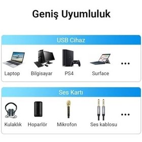 Resim Usb Harici Ses Kartı Adaptörü 3.5mm Kulaklık Ve Mikrofon Girişli 
