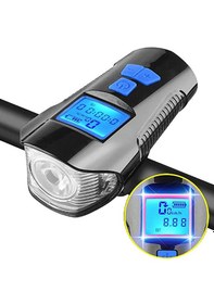 Resim Lcd Ekran Şarjlı Bisiklet Işığı Hız Göstergeli Korna 