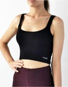 Resim YeaP Underwear Askılı Siyah Günlük Kullanım Veya Spor Için Pamuklu Likralı Kadın Crop Büstiyer Bralet 