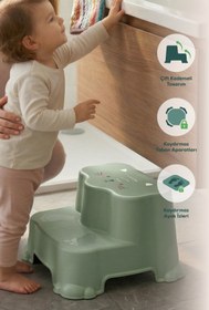 Resim Wumboo Kaydırmaz Çocuk Basamağı - Çift Katlı Banyo Merdiven Yükseltici Bebek Basamağı -Yeşil 