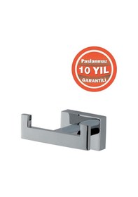 Resim Çelik Banyo Paslanmaz Pirinç Çiftli Bornozluk Askılık Havlu Askısı Krom 