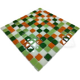Resim MozaiKristaL Yaşam alanlarının tüm yüzeyleri için 25x25mm Yeşil Mix. 31.5x31.5cm Cam Mozaik.(10 File=1 m2 Fiyatı) 