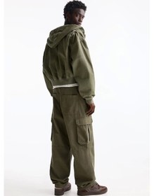 Resim Oversize Cotton Erkek Kargo Pantolon Haki Haki 