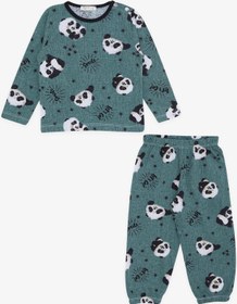 Resim Breeze Girls & Boys Erkek Bebek Pijama Takımı Sevimli Panda Desenli 9 Ay-3 Yaş, Mint Yeşili 