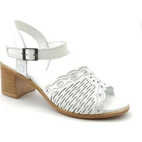 Resim Mammamia D23ys-1295 Hakiki Deri Kadın Sandalet - Beyaz 