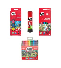 Resim Boyama Seti 12 Li Sulu Boya+ 12 Li Kuru Boya+ 12 Li Keçeli Kalem Boya + Pritt Yapıştırıcı 