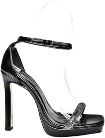 Resim fox SHOES P569112359 Siyah Metalik Kumaş Tek Bant Taşlı Abiye Ayakkabı, Siyah-Metalik, 40 