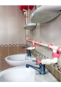 Resim Depolu Sabunluk Sistemi Musluğu 10 Lu Paket - Pembe Butonlu Musluk 