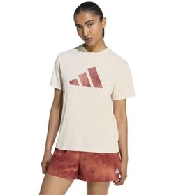 Resim Adidas Running Essentials Brand Love Kadın Bej Yuvarlak Yaka Tişört Bej 