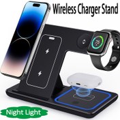 Resim 3’ü 1 Arada Katlanabilir Kablosuz Şarj Standı, iPhone 16 15 14 13 12 11 X XR XS Pro Max Plus Mini için Hızlı Şarj İstasyonu, Apple Watch iWatch 10 9 8 7 6 5 SE Ultra ve for AirPods 4 3 Cihazlar için Ofis Yatak Odası TV Telefon Tutucu 
