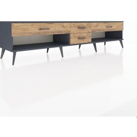 Resim Hyperion Tv Ünitesi 4 Çekmeceli 220x44x51 Antrasit-aytaşı/çam Aytası/atlas Çam - Antrasıt 
