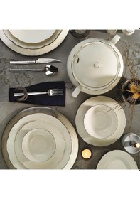 Resim Kütahya Porselen Bone Olympos 83 Parça Yemek Takımı Platin File 