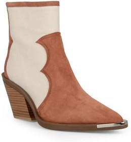 Resim Süet Taba Canvas Kumaş Detaylı Kadın Kovboy Bot 