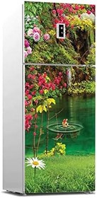 Resim Buzdolabı Sticker Kaplama Dolap Kaplama Etiketi Göl Çiçek 