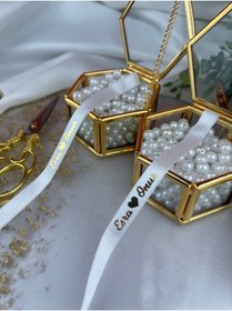 Resim Saten Nişan ve Söz Kurdelesi - Altın ve Gümüş Varak Baskı 