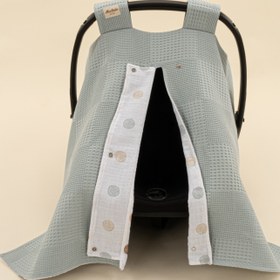 Resim Puset Örtüsü - Çift Taraflı - Petrol Mavisi Waffle - Puantiye 