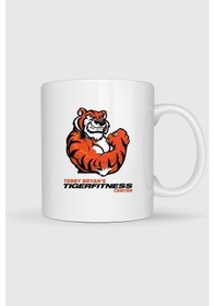 Resim Tiger Fitness Baskılı Kupa Bardak beyaz 