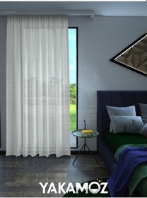 Resim Beyaz Keten Görünümlü Ekstraforlu Tül Perde Linen Touch Serisi BEYAZ 