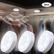 Resim 3'lü Ayarlanabilir Parlaklık LED Hareket Sensörlü Gece Işıkları USB Şarj Edilebilir Pil ile, Mutfak Tezgahları & Merdivenler için Manyetik Dolap Aydınlatması - Kablosuz Ev USB Işıkları, Elektronik 