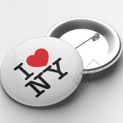 Resim I Love Ny İğneli Buton Rozet 58mm Çok Renkli 
