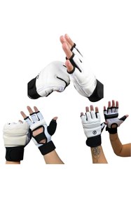 Resim Gök Sports Yarım Parmak Taekwondo Mma Eğitimi İçin İdeal Bilek Bandajlı Tekvando Eldiveni 