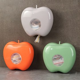 Resim 1 adet Modern Tarzda Elma Şeklinde Plastik Poşet ve Gıda Kapakları için Duvara Monte Organizatör - Şeffaf Kapaklı Plastik Kapasitesi Olmayan Konteyner, Mutfak ve Kiler Depolama için İdeal, Modern Duvar Organizatörü | Plastik Depolama Konteyneri, Elma Dekoru 