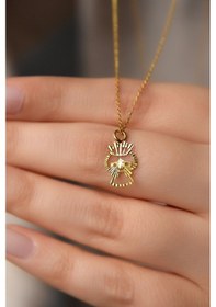 Resim Papatya Silver 925 Ayar Gümüş Gold Kaplama Kesim Kalemli Prenses Kolye 