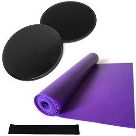 Resim Vkemall 4 Parça Yoga Seti: Kayar Disk, Direnç Bandı, Esneme Kayışı İle Karın Ve Core Antrenmanı 