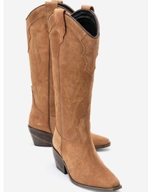 Resim Pietro Toprak Hakiki Deri Süet Kadın Western Çizme Toprak 