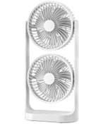 Resim Yüksek Rüzgar Gücüne Sahip Çift Başlı Masaüstü Vantilatör Beyaz 