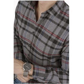 Resim Füme Kırmızı Çizgi Slimfit Oduncu Erkek Gömlek Füme 