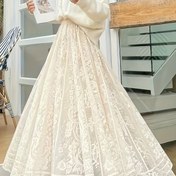 Resim Kadınlar İçin Orta Doğu Esintili Çiçek Desenli A Kesim Etek - Hafif, Makinede Yıkanabilir, Esnek Olmayan Kumaş, İlkbahar/Yaz için Çok Amaçlı Günlük ve Resmi Giyim 