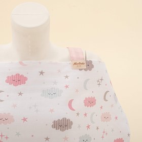 Resim Çift Katlı Muslin Emzirme Önlüğü - Pembe Bulut 