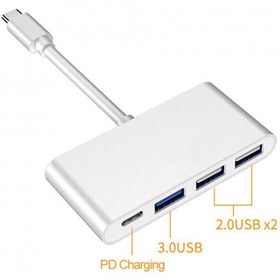 Resim Type C To 2xUsb 2.0 + Usb 3.0 Hub Çoklayıcı + Usb-C Metal Gövde 